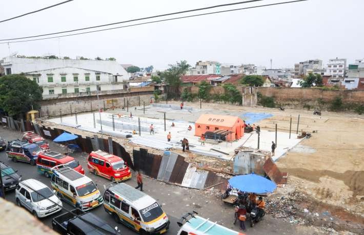 Pembangunan Kios Darurat Pasar Horas Ditarget Selesai sebelum Natal 2025