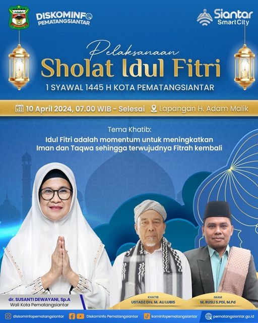 Pelaksanaan Sholat Idul Fitri 1 Syawal 1445 H Kota Pematangsiantar