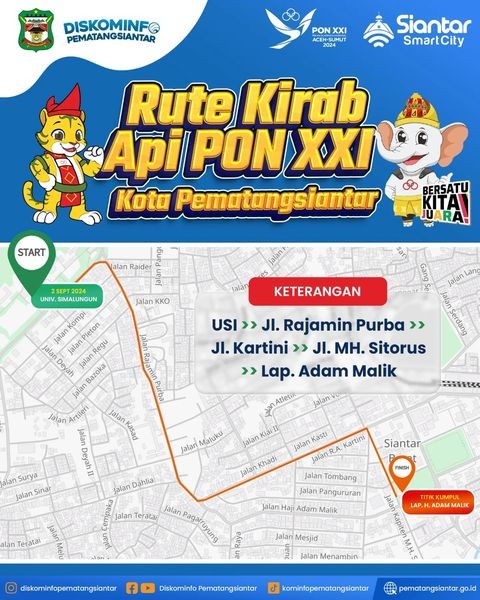 Rute Penyelenggaraan PON XXI - ACEH SUMUT di Kota Pematangsiantar