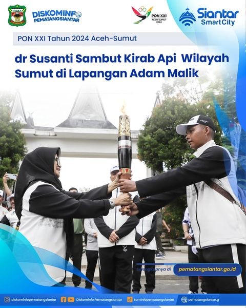 dr Susanti Sambut Kirab Api PON XXI Tahun 2024 Aceh-Sumut Wilayah Sumut di Lapangan Adam Malik